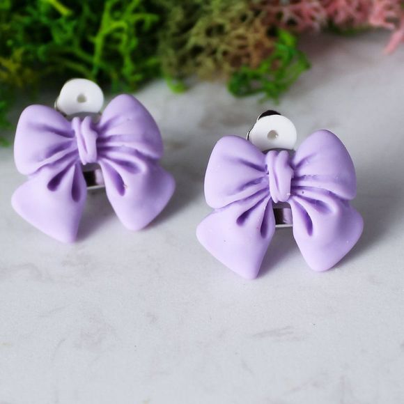 New handmade clip on earrings pastel color bow girls - Picture 2 of 7